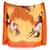 Sciarpa Hermès con stampa cavalli in cotone arancione  ref.1075638
