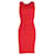 Vestido midi plisado Prada en poliéster rojo Roja  ref.1075649