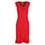 Prada V-neck Bow Midi Dress in Red Acetate Cellulose fibre  ref.1075655