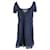 Miu Miu Kleid mit Puffärmeln aus marineblauer Seide  ref.1075697
