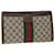 GUCCI GG Canvas Web Sherry Line Clutch Bag PVC Leather Beige Green Auth 54839 Red  ref.1077412