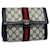 GUCCI GG Canvas Sherry Line Clutch Bag PVC Leather Gray Red Navy Auth ep1790 Grey Navy blue  ref.1077438