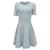 Oscar de la Renta Topaz ausgestelltes Kleid mit geflochtenem Besatz Blau Viskose  ref.1077602