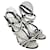 Chanel Cor preta/Sandálias de tiras decoradas com pérolas artificiais brancas Preto Lona  ref.1077668