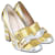 Gucci plata/Zapatos de tacón dorados con estampado de cebra Marmont Cuero  ref.1077677