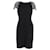 Oscar De La Renta Floral Crystal-Embroidered Stretch Dress in Black Virgin Wool  ref.1078011