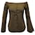 Theory Aurianna Off-The-Shoulder Bell Sleeve Top in Olive Green Cotton  ref.1078034