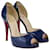 Christian Louboutin Zapatos de tacón Madame Claude D'orsay de charol azul Cuero  ref.1078414