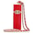 Custodia per rossetto squadrata Chanel Red CC in pelle di agnello su catena Rosso  ref.1078516