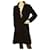 Miu Miu Black Woolen V Frilled Neckline Knee Length Coat size 44  ref.1078654