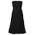 Vestido midi negro sin tirantes de mezcla de lana con bajo acampanado de Valentino  ref.1078703