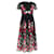 Maje Raphael Floral-Embroidered Midi Dress in Black Polyester  ref.1078871