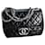 Chanel W/ auth card and dustbag Black Grey Light blue Leather  ref.1080068