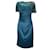 Autre Marque Talbot Runhof Korfu Teal Ruched Lace Detail Satin Midi Dress Blue Synthetic  ref.1081462
