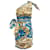 Moschino Turquesa / Vestido estampado dourado de um ombro só Azul Seda  ref.1081466