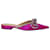 Mach & Mach Double Bow Crystal-Embellished Slippers in Pink Satin  ref.1081655