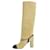 Chanel Neutrale, kniehohe Stiefel aus Wildleder mit Kettendetail – Größe EU 38.5 Schweden  ref.1081696