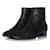 Chanel, Kurze Stiefel mit Kappenkappe aus Ripsband Schwarz Leder  ref.1082814