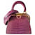 Bolsa Dior com alça de couro roxo com efeito de crocodilo  ref.1082882