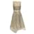 Vestido de tul con pedrería en color ostra dorado de Oscar de la Renta Seda  ref.1083040
