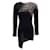 Anthony Vaccarello Black Body Con Dress with Leather Stars Polyester  ref.1083052