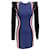 Thierry Mugler Mugler Blue / Black Strong Shoulder Body Con Dress Viscose  ref.1083054