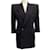 Saint Laurent Black 3/4 Sleeve Double Breasted Strong Shoulder Coat Dress Wool  ref.1083055
