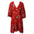 Zadig & Voltaire Vestido midi floral Remi Daisy em seda vermelha  ref.1085076