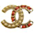Broche de couro metálico Chanel Dourado Metal  ref.1085414