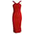 Zac Posen Halter Flared Bottom Midi Dress in Red Polyester  ref.1085915