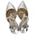 Jimmy Choo Lancer 100 Zapatos de tacón puntiagudos color champán en cuero plateado Plata Metálico  ref.1086017