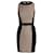 Ärmelloses Milly-Kleid aus beigem und schwarzem Polyester mit Gürtel  ref.1086066