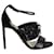 Sandali Christian Dior Diva con paillettes impreziositi da punta aperta in raso nero  ref.1086328