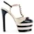 Gucci Navy Blue & Off-White Leather Spike Studded Platform Ankle Strap Sandals  ref.1086337