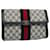 GUCCI GG Canvas Sherry Line Clutch Bag Gray Red Navy 89 01 006 auth 54747 Grey Navy blue  ref.1086760