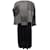 Vestido de malha de lã cinza Comme des Garcons e pregas pretas  ref.1086848