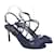 Chanel Marineblaue CC Heels-Sandale mit Knöchelriemen Leder  ref.1086962