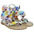 Christian Louboutin Sandálias planas multicoloridas em cetim Niloofar com envoltório no tornozelo Multicor Lona  ref.1086971
