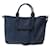 SAC A MAIN LONGCHAMP 3D MEDIUM L1285770729 BANDOULIERE CUIR BLEU HAND BAG Bleu Marine  ref.1087558