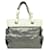 CHANEL BIARRITZ GM HANDBAG IN LEATHER & SILVER CANVAS QUILTED TOTE BAG Silvery  ref.1087669