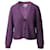 Cardigan Ganni in maglia a coste in lana di alpaca viola  ref.1089263