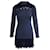 Sandro Edma Vestido de manga comprida com trança e veludo em viscose azul marinho Fibra de celulose  ref.1089313
