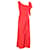 Vestido maxi drapeado com babados Valentino Garavani em seda vermelha Vermelho  ref.1089320