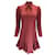 Autre Marque Bordeauxrotes Francoise-Kleid mit Stehkragen, langen Ärmeln und Rüschensaum und Schleifendetail Synthetisch  ref.1090159