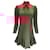 Autre Marque Francoise Bordeaux Bow Detail Mock Neck Long Sleeved Ruffled Hem Dress Dark red Synthetic  ref.1090159