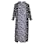Vestido midi de manga larga con estampado de palmeras en seda azul marino Maje Rawane  ref.1090713