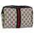 GUCCI GG Supreme Sherry Line Clutch Bag Gray Red Navy 63 01 012 auth 55753 Grey Navy blue  ref.1092606