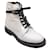 Jimmy Choo White / Black Shearling Lined Lace-Up Leather and Patent Leather Boots  ref.1092870