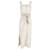 Vestido midi desfiado com acabamento em couro vegano Nanushka Rita em algodão creme Branco Cru  ref.1093611