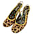 Dolce & Gabbana D&G Léopard Poils De Veau Talons Garnis Jaunes Slingback Mules Chaussures 38 Crin Multicolore  ref.1093929
